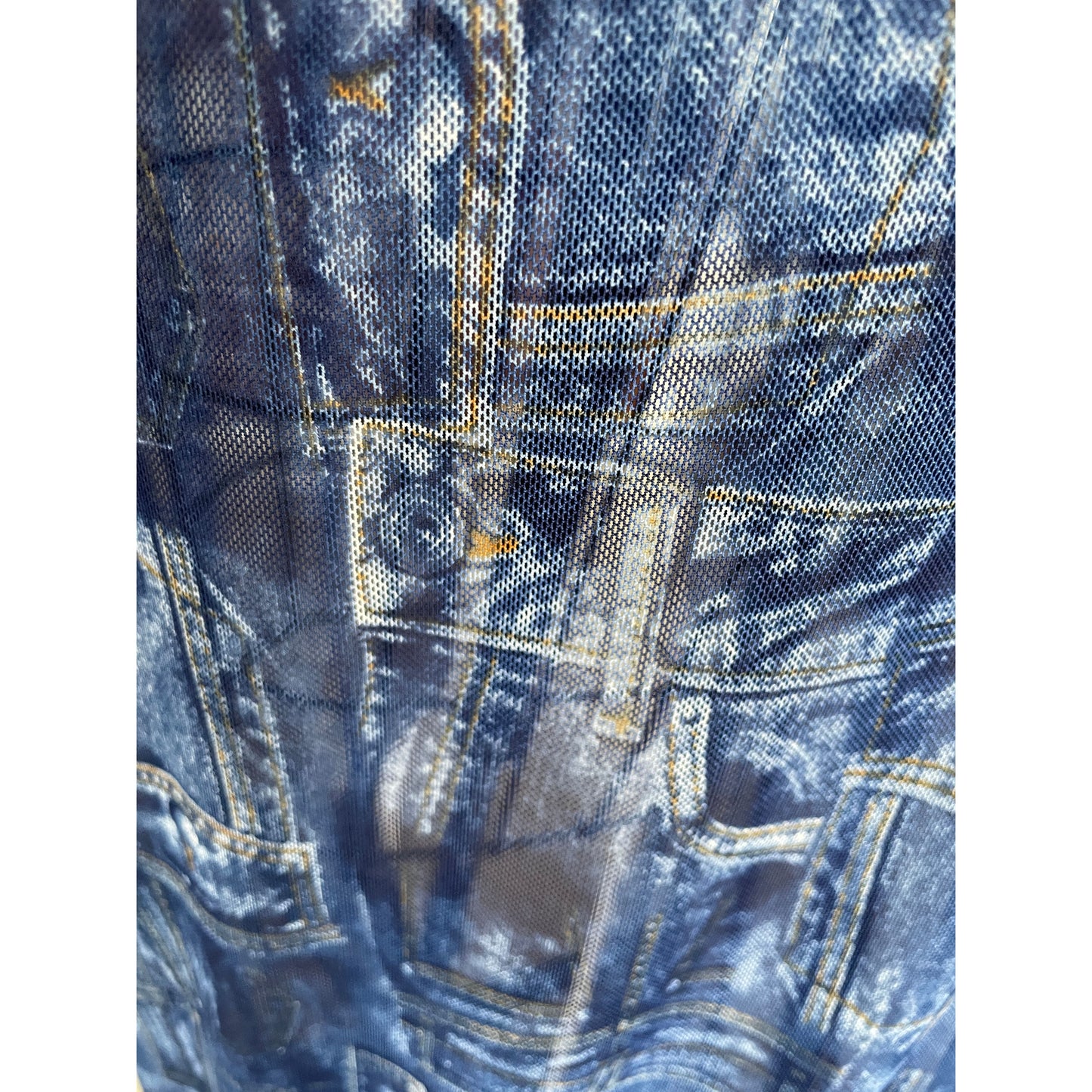 Dark denim pockets sheer (fabric)