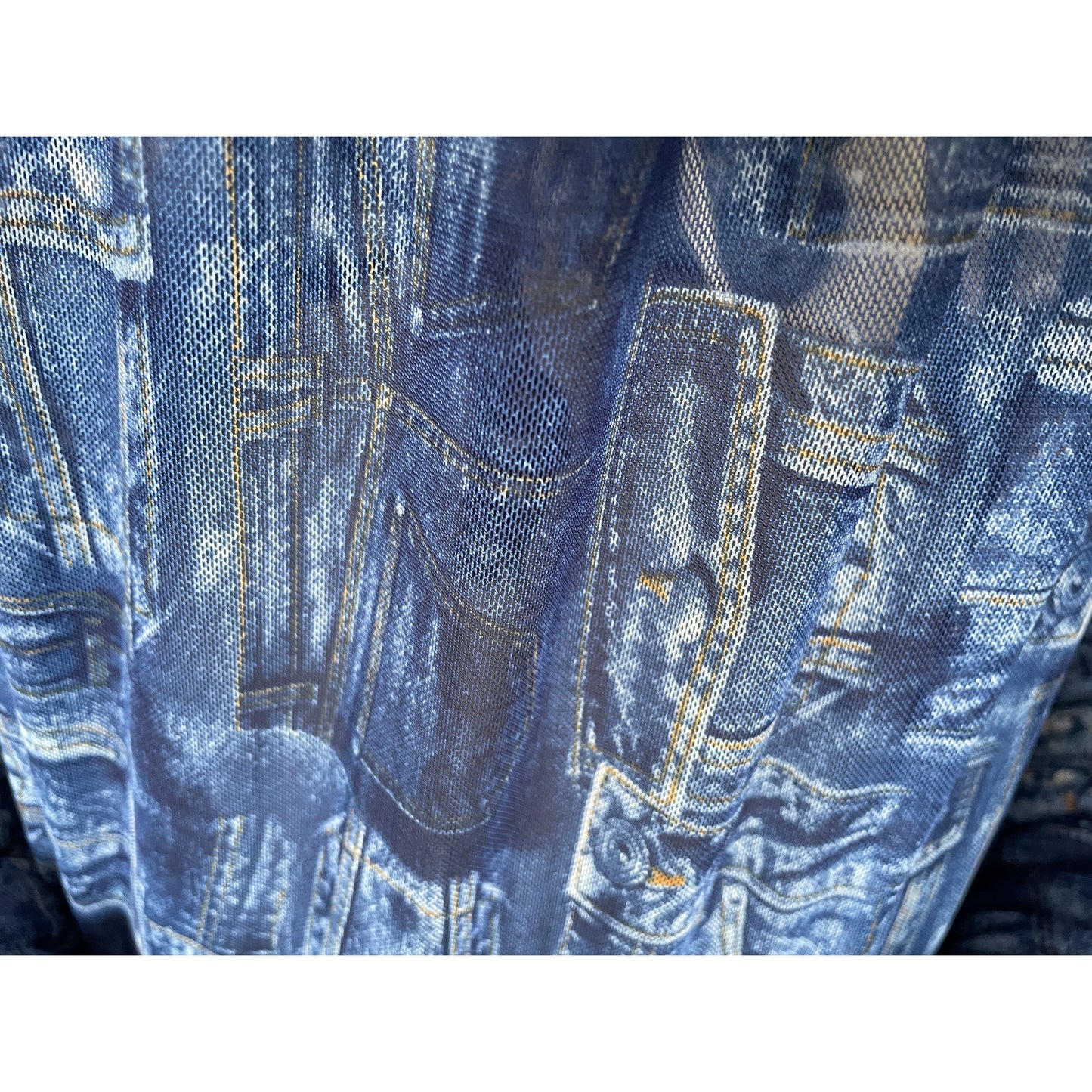 Dark denim pockets sheer (fabric)