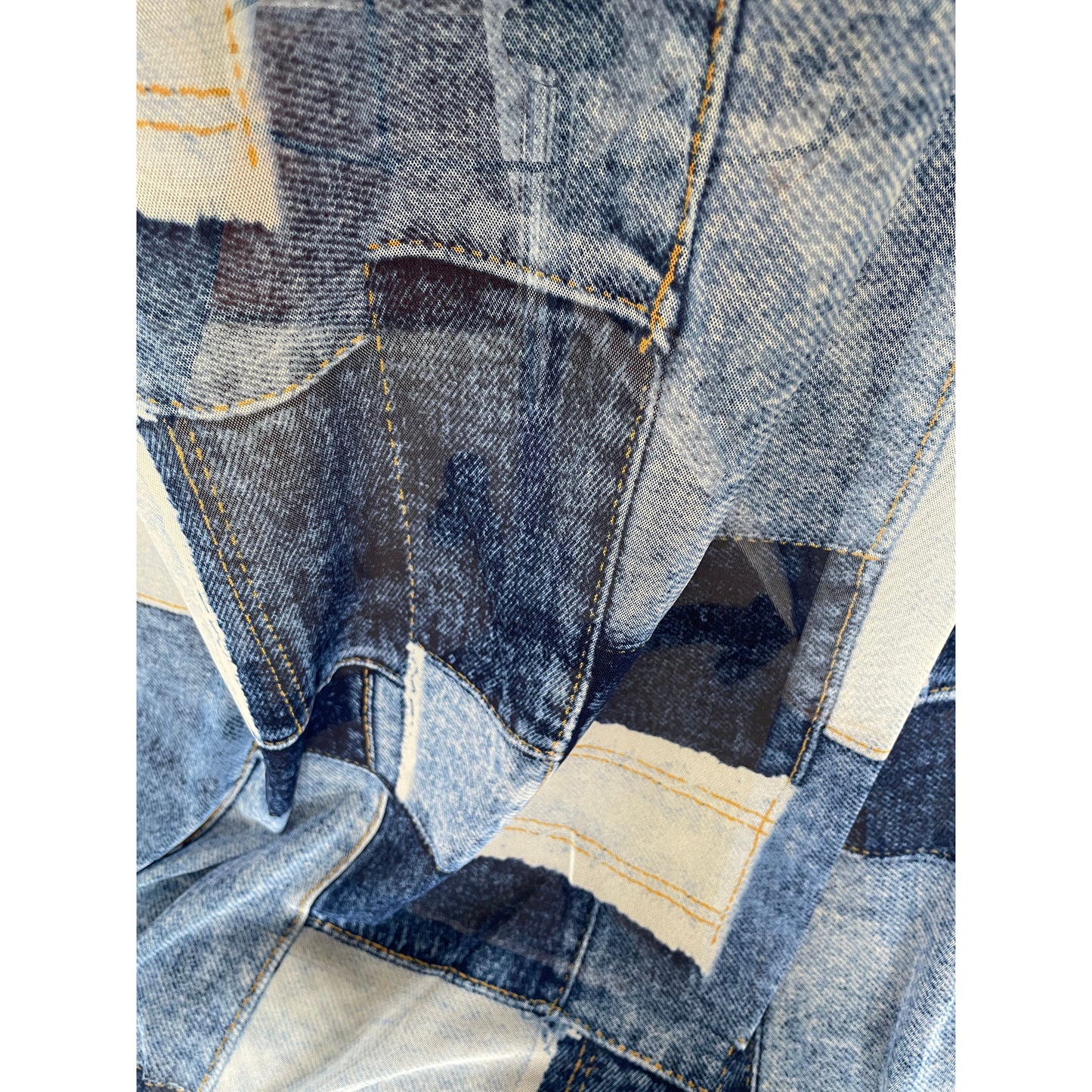 Denim Patches sheer (fabric)