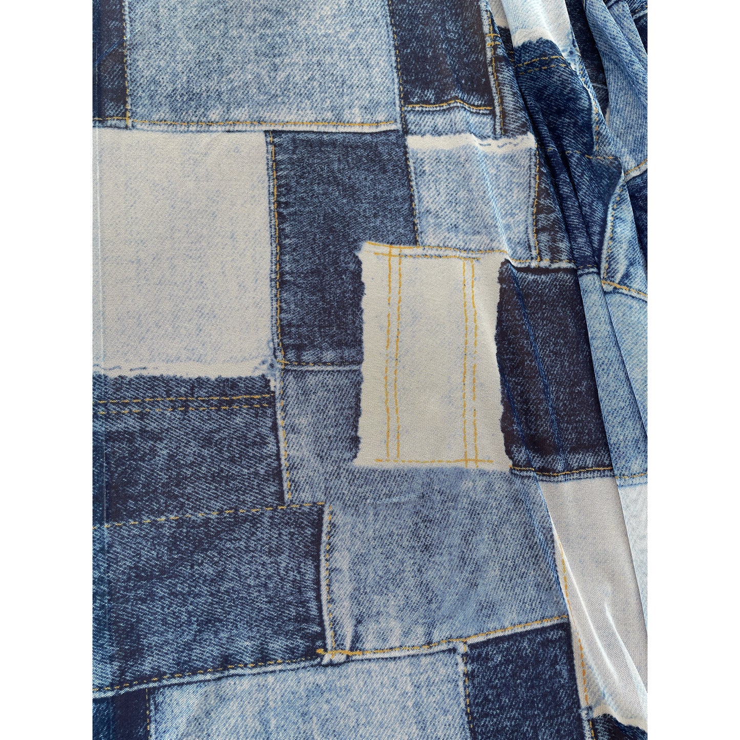 Denim Patches sheer (fabric)