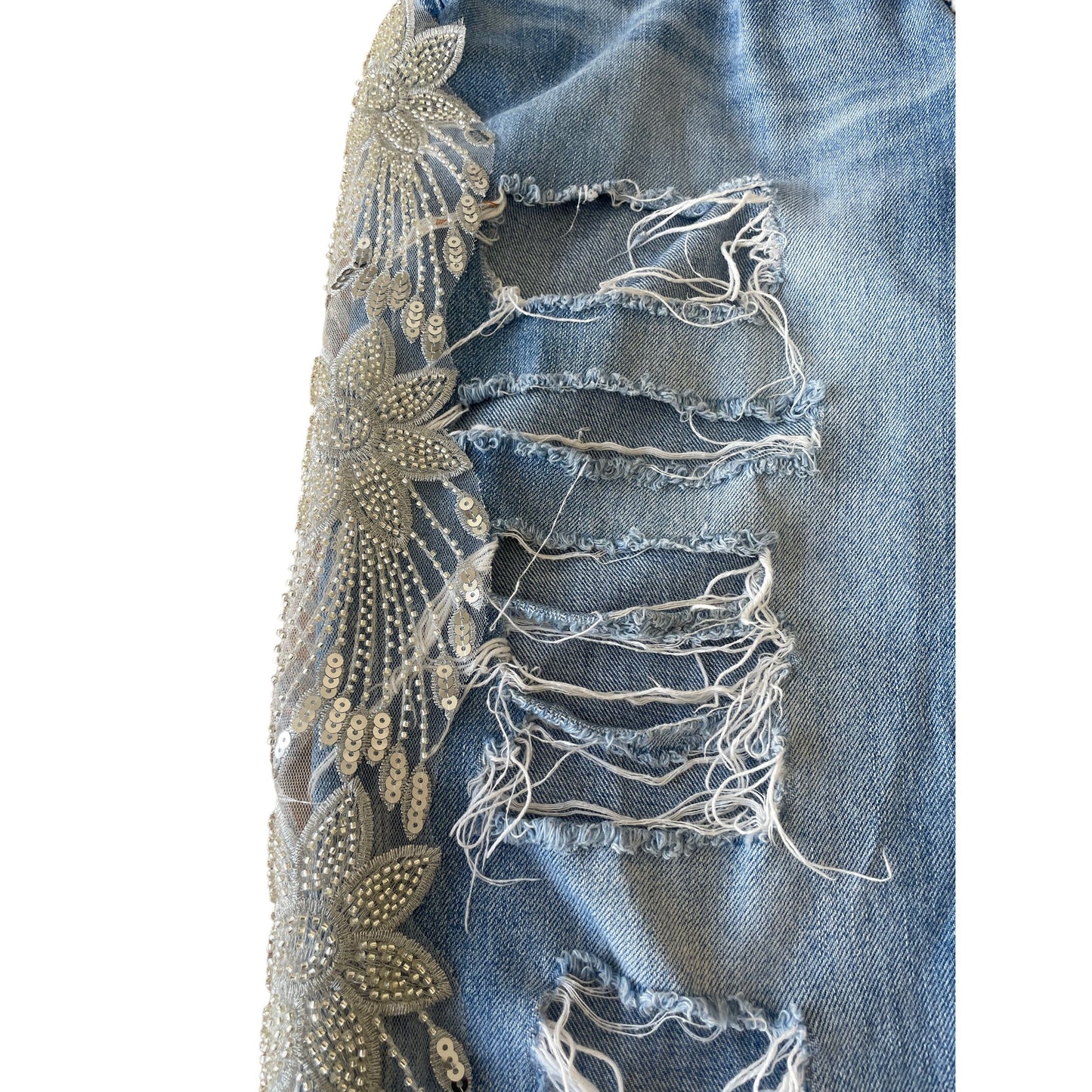 Silver hand beaded sequin appliqué (trim)