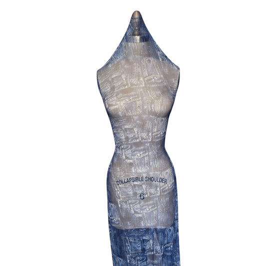 Dark denim pockets sheer (fabric)