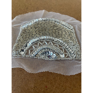 Round Silver hand beaded sequin appliqué (trim)