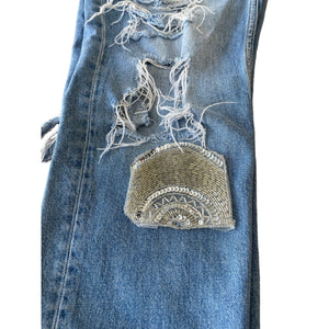 Round Silver hand beaded sequin appliqué (trim)