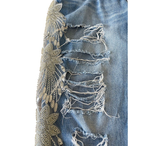 Silver hand beaded sequin appliqué (trim)