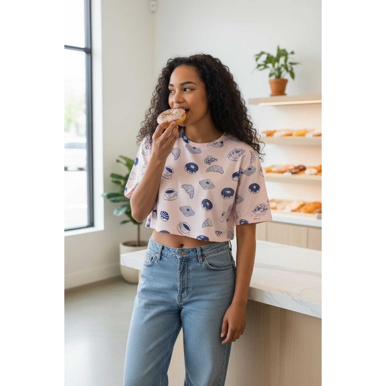 Donut and coffee print (fabric)