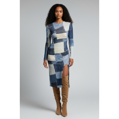 Denim Patches sheer (fabric)